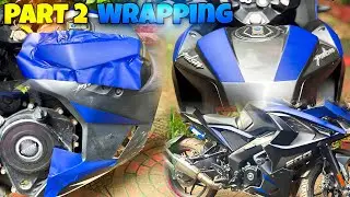 PART  2 Wrapping 🤩 || RS 200 Matt Blue Vinyl Wrapping Modification 🔥