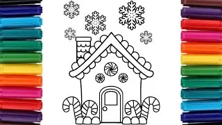 How to colouring Gingerbread house decorating with colourful candy 🍬 for kids and Toddlers