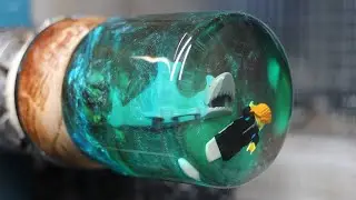 Woodturning - Epoxy Lego Shark Attack
