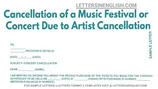 Cancellation Of A Music Festival Or Concert Due To Artist Cancellation