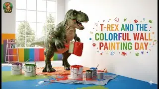 T-Rex and the Colorful Wall Painting Day! | Funny Cartoon for Kids | T-rex and Life