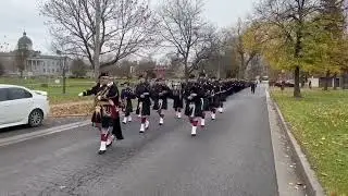 The Princess of Wales' Own Regiment F. Pipes & Drums Starting the 2022 Remembrance Day Parade Parade