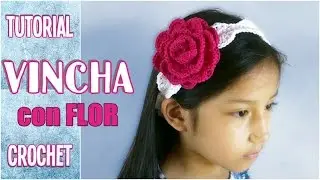 Como tejer una diadema, banda o vincha con flor en crochet ganchillo