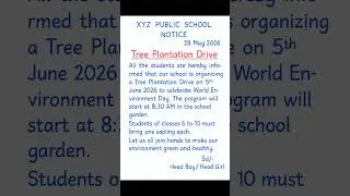 Notice Writing on Tree Plantation Drive | Handwriting Shorts