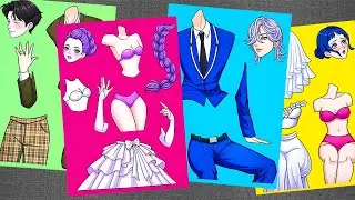 [👑Paper diy👑] LOVELY WEDDING of HUNTRIX with SAJA BOYS 💖 KPOP DEMON HUNTERS | Sticker Book ASMR