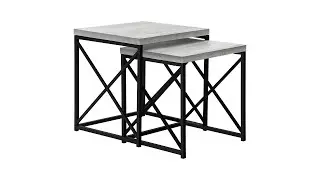I 3414 Nesting Table - 2Pcs Set / Grey Reclaimed Wood / Black - Monarch Specialties