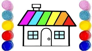 Rainbow Colour House Drawing, Painting and Coloring for Kids and Toddlers// House Drawing 