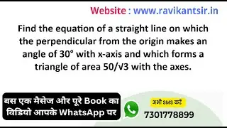 Find the equation of a straight line on which the perpendicular from the origin makes an angle of 30