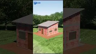 CASA DE 6X6M COM TELHADO APARENTE DE MEIA AGUA | 2100 TIJOLOS | #shorts #arquitetura