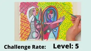 First time try - Picasso 's Mirror- not easy / Acrylic Painting/ Challenge : Level 6 / Day #13