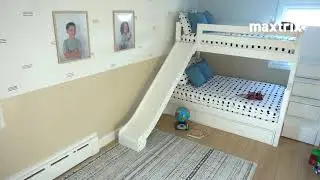 Assembling a Bunk Bed with Slide and Stairs in Kids Room