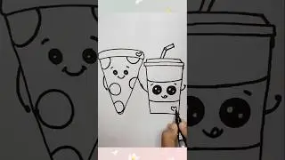 Fast Food Pizza with Soda Drawing 🍕🥤 #trending #viral