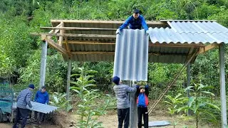 The kind uncle helped the orphan to roof the house before going to work far away.