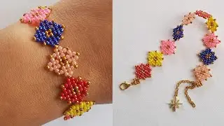 Colorful seed beads bracelet/Easy seed beads bracelet making at home/Handmade jewelry/Diy Beading