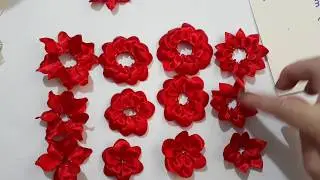 Rosas e flores com fita de cetim nº 5 (2,2cm ou 22mm) 4 modelos diferentes