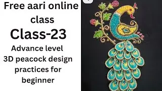 Free aari online class -23 Advanced level class 3D peacock design practice for beginners class