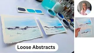 Minimalist Abstract Landscape Painting Tutorial with Turquoise & Cerulean | Easy Watercolour Demo