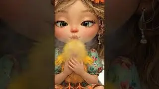 Adorable Baby Girl playing with yellow bird 🐦#yellowbird #cutenessoverloaded #catlovers #petlovers 