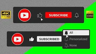 YouTube Subscribe Button Animation with Logo, Like & Bell #5 | All Notifications | Dark Style
