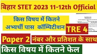 Bihar STET Subject Wise Pass, Fail Details| Bihar STET Paper 2 Subject wise previous results Update|