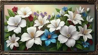 Elegant White Floral Painting | Luxury Flower Art for Frame TV | Calm Wall Decor | Art for Your TV