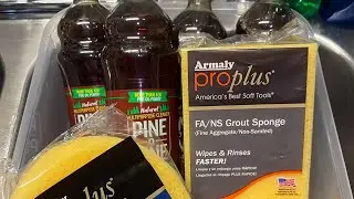 Breaking in 4 New Grout Sponges with 6 Fresh Bottles of Pine O Pine