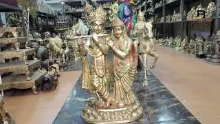 Brass Showpiece Radha Krishna Pair God Idol Statue - 2.5 feet || (BS1501 A) || राधाकृष्ण की मूर्ति |