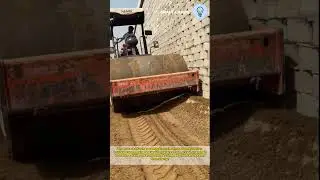 The process of Compactor roller at road construction work