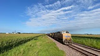 Union Pacific 5601 leads a loaded down coal on the UP River Subdivision in Malta Bend, Missouri