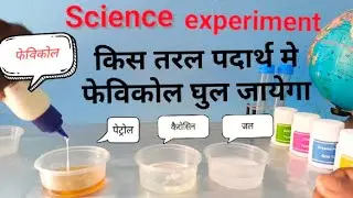 पेट्रोल, कैरोसिन, जल मे फेविकोल की अभिक्रिया।। fevicol vs petrol, kerosene, water||