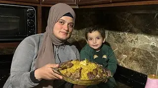 حياة الريف 🇱🇧 تحضير أرز باللحم مع خيار باللبن بأجواء الشتاء الرائعة ❤️