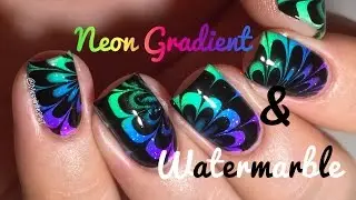 Neon Gradient & Watermarble using China Glaze Electric Nights