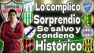 Aldosivi, GC y SMSJ a la definicion de los 2 descensos. Goleada historica de DH a Olimpo. CLH 41