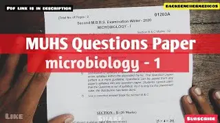 microbiology - 1 / second  MBBS Examination winter 2020 / MUHS  nashik University