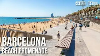 Barcelona Beach, Promenade - 🇪🇸 Spain [4K HDR] Walking Tour