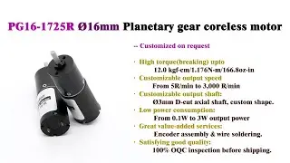 Diameter &Phi;16 mm PG16-1725R China wholesale OEM custom specs planetary geared coreless PMDC motor