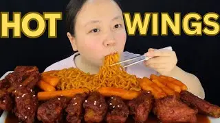 PILOT EDITION  ✈️/ SLOWEST mukbanger⁉️ / Current noodles, rice cake , hot wings   #mukbang #asmr