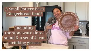 Pottery Barn Gingerbread 3 Tier Stand and Juice Glasses