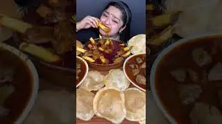 SPICY MUTTON NALLI CURRY WITH SOFT FULKO LUCHI AND SPICY MUTTON KALEJI CURRY, ASMR  MUKBANG 