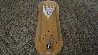 Nate and Beth trying Tabletop Mini Bowling Game