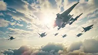 Fighter jet fighters flying high in the sky. 3d render, Military fighter jets flying in the sky in a