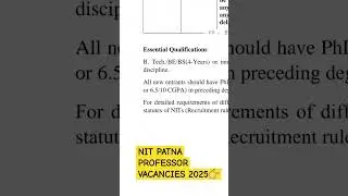 NIT PATNA PROFESSOR VACANCIES 2025👉
