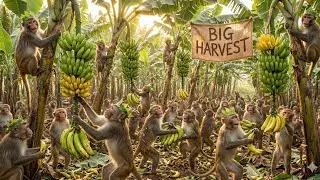 The Life of Farmer Monkeys: Planting, Harvesting & Selling Bananas