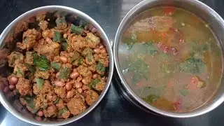 Bendakaaya fry, miriyaala rasam combo