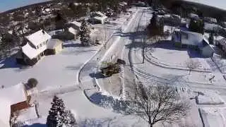Caterpiller 938F Front Loader snow plowing DJI Drone video
