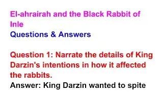El ahrairah And The Black Rabbit Of Inle | Question Answer | Class 8 | #mahmadstudycircle