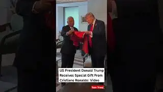 President Donald #Trump gets a signed #football #Jersey as a gift from #Cristiano #Ronaldo #maga