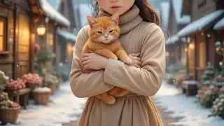 “A silent winter day… a rescued orange cat… strawberries,and a homemade cake — no words, only peace.