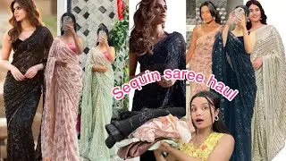 Sequin saree haul//festive saree haul//farewell saree haul from amazon//@amazonfashionin