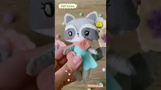 Raccoon felt stuffed doll. DIY toy pattern and tutorial. Dress up plushie doll.